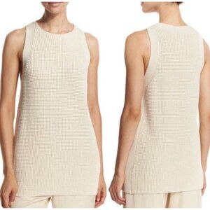 VINCE. Off-White/Ivory Waffle-Stitch Sleeveless Tunic Length Sweater Size Small
